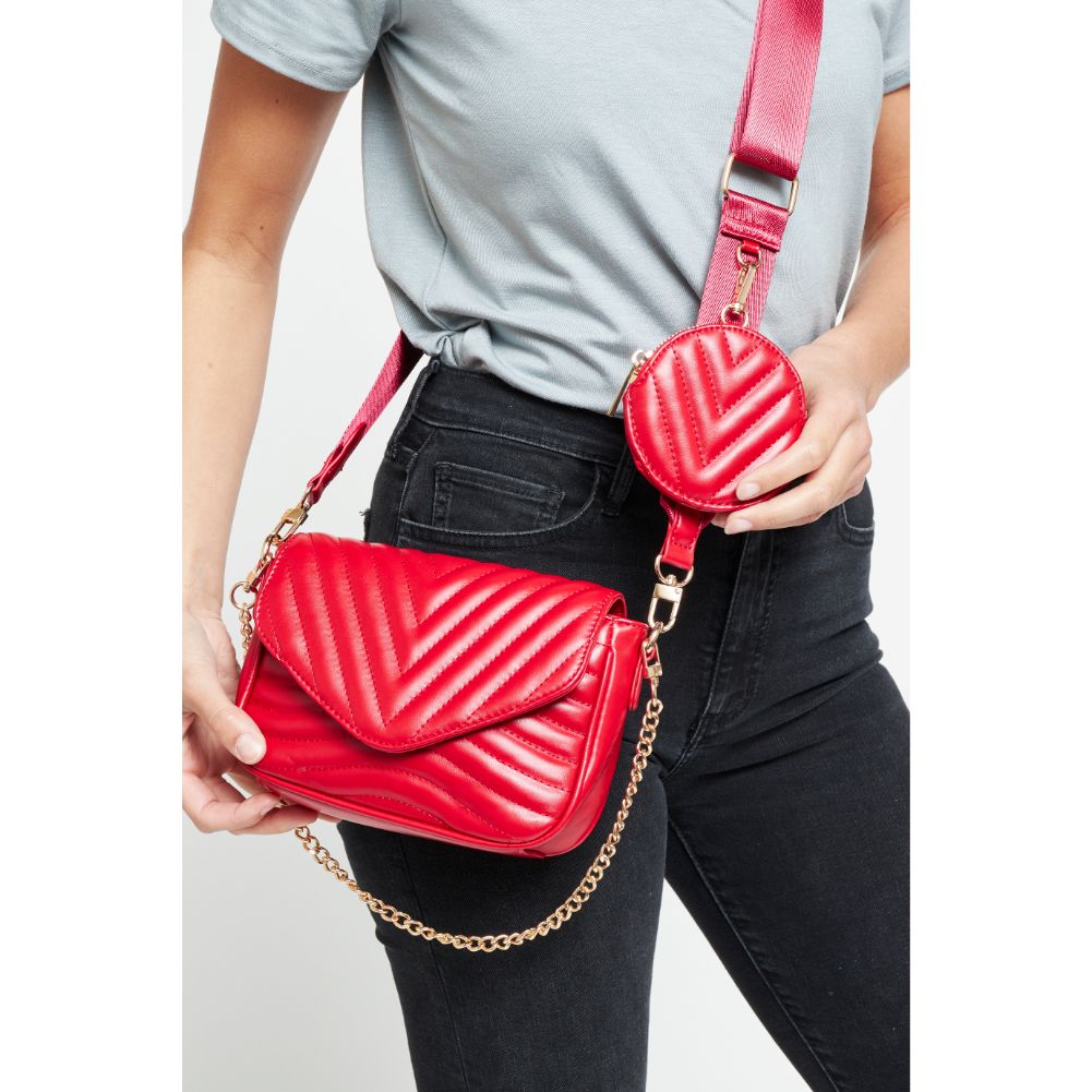 Woman wearing Red Urban Expressions Rayne Crossbody 840611176981 View 3 | Red