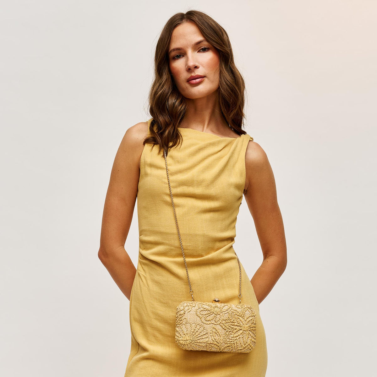 Woman wearing Natural Urban Expressions Carter Evening Bag 840504204661 View 2 | Natural