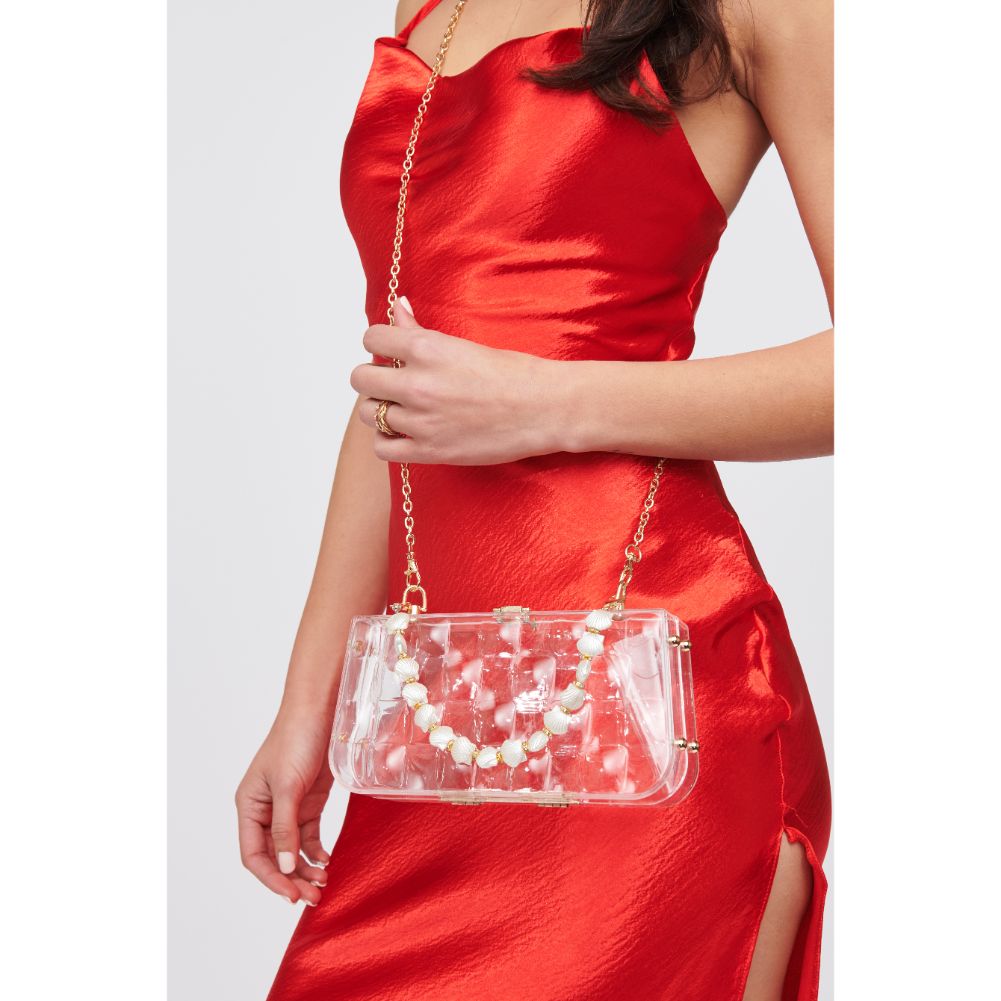 Woman wearing Clear Urban Expressions Rapsody Minaudiere 818209018494 View 2 | Clear