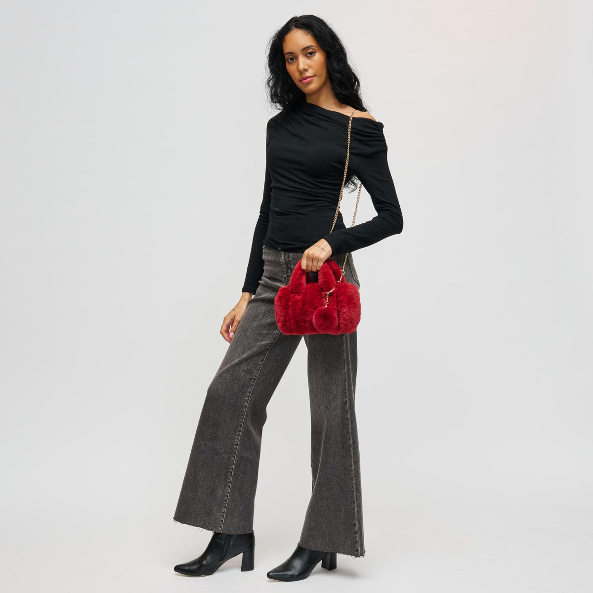 Woman wearing Burgundy Urban Expressions Lexi Crossbody 840611199850 View 4 | Burgundy