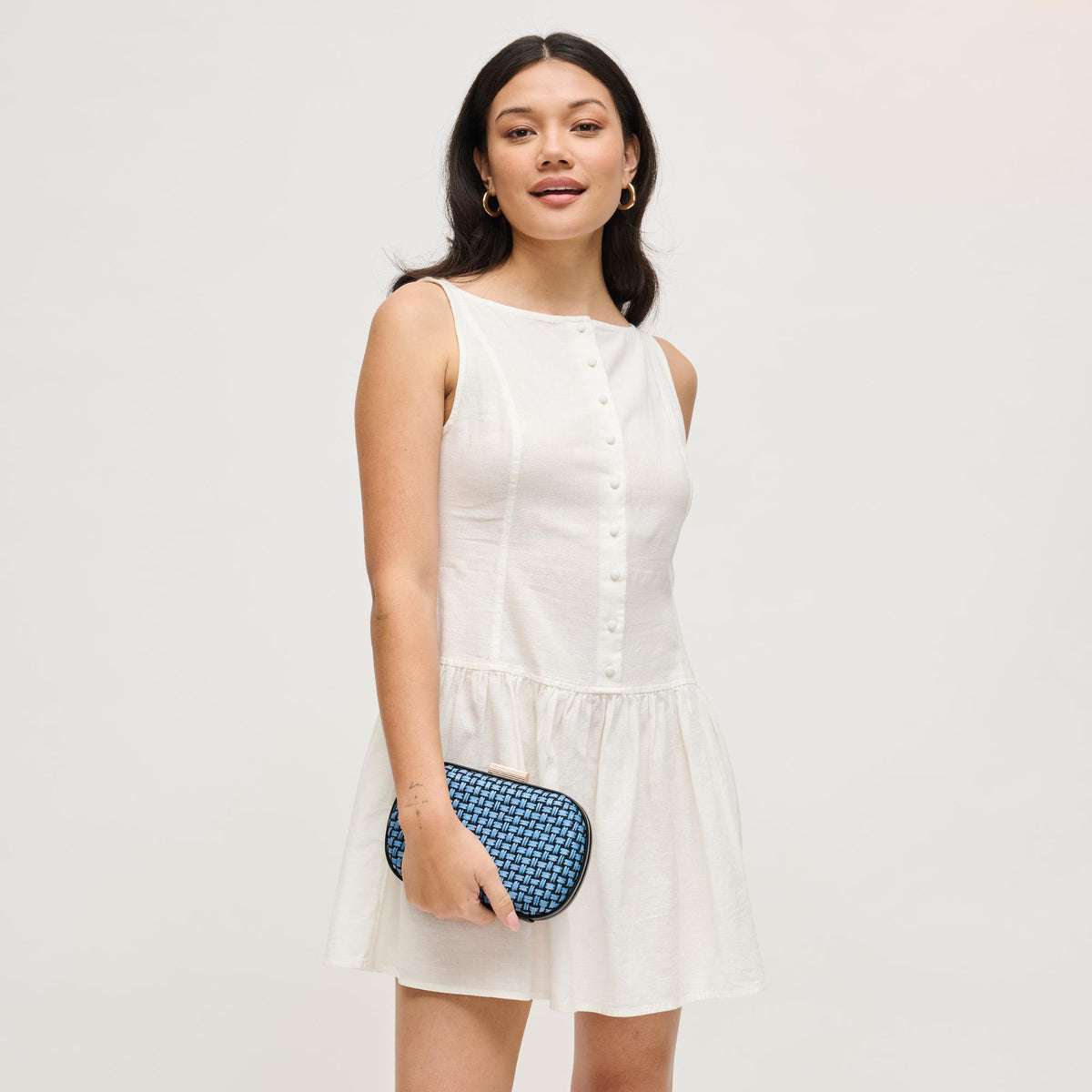 Woman wearing Blue Black Urban Expressions Cove Evening Bag 840504208317 View 4 | Blue Black
