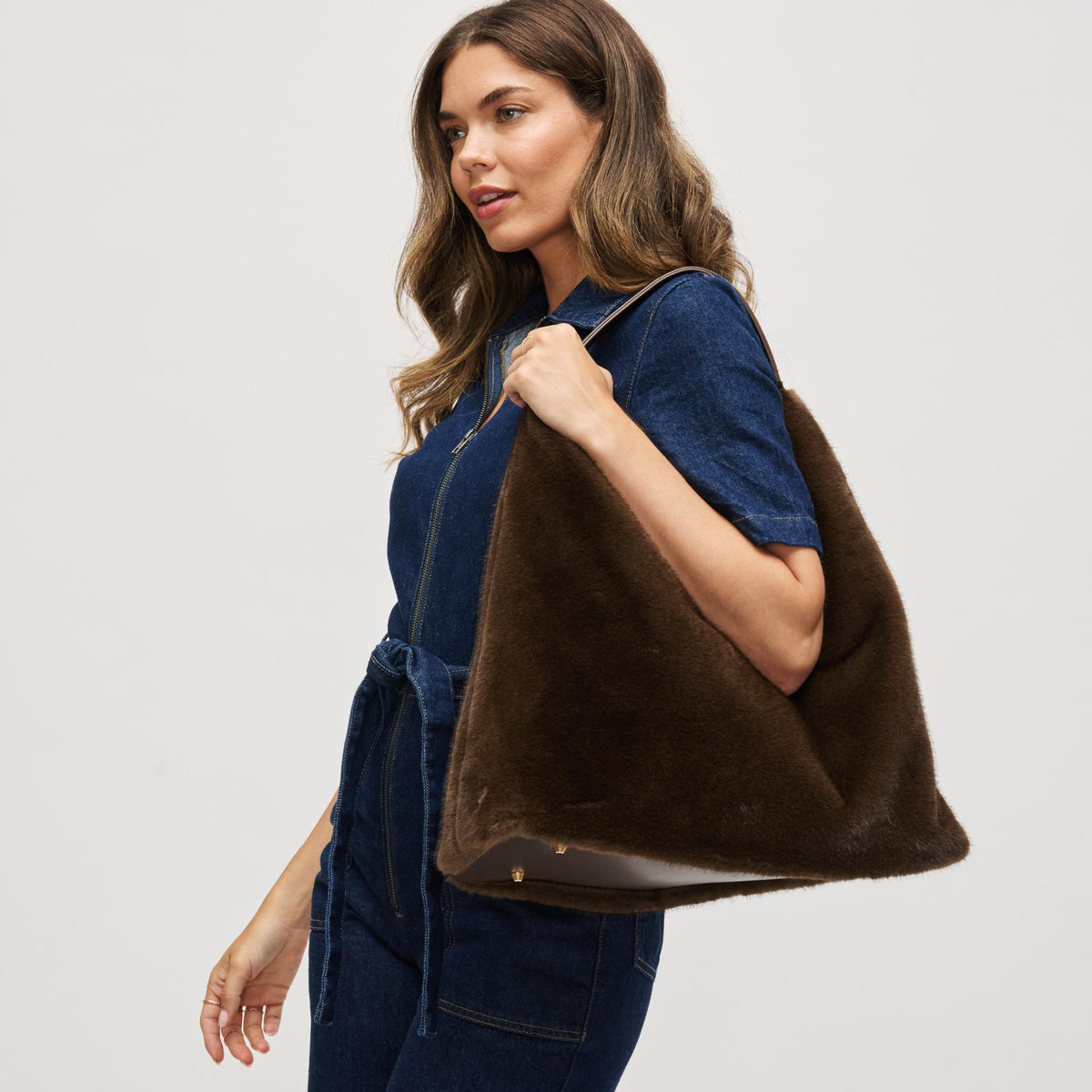 Woman wearing Chocolate Urban Expressions Chandler Hobo 840611199560 View 2 | Chocolate