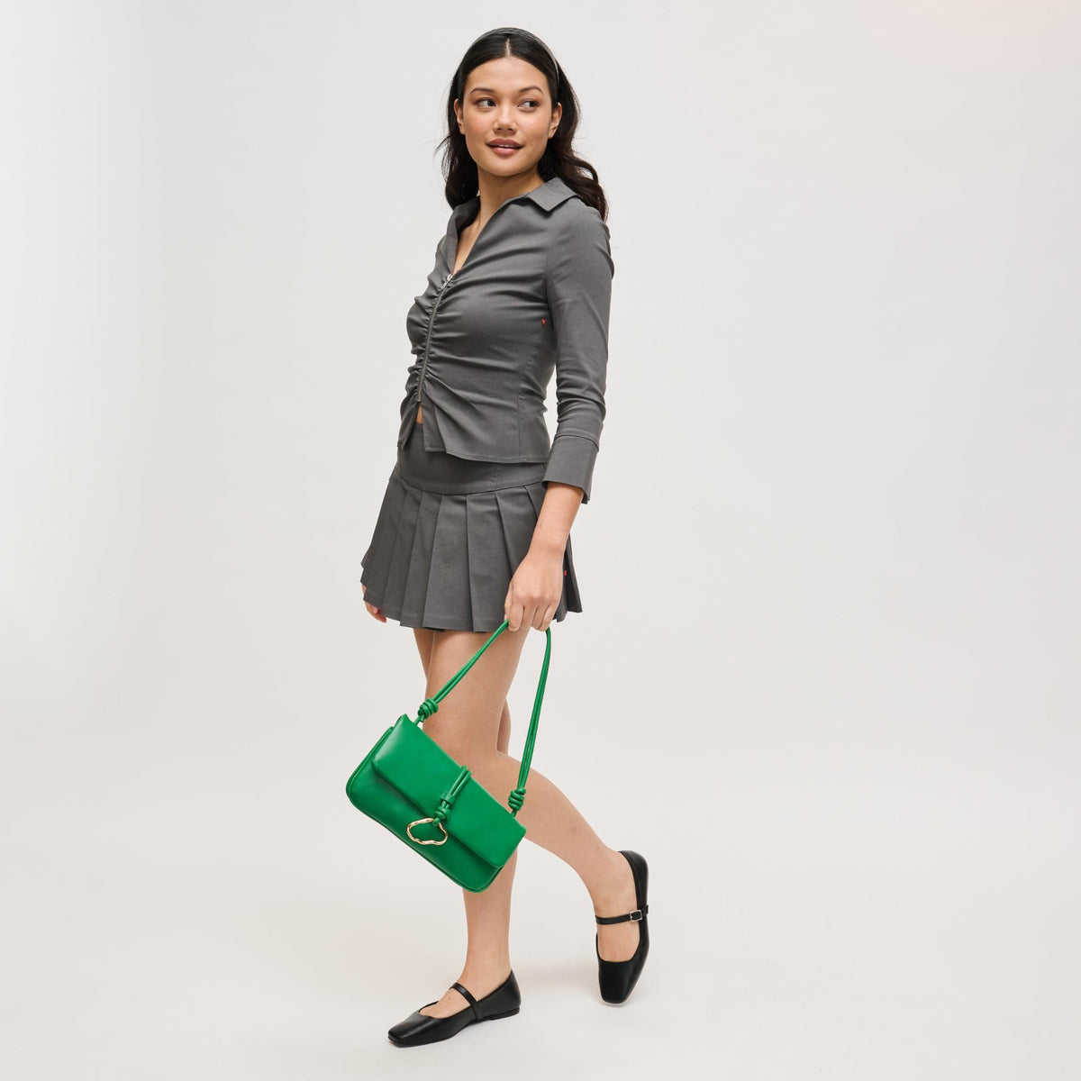 Woman wearing Green Urban Expressions Belina Crossbody 840504206566 View 2 | Green