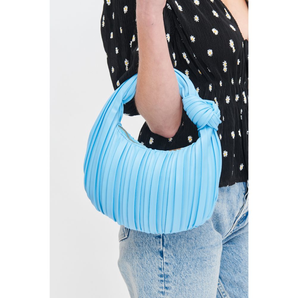 Woman wearing Sky Blue Urban Expressions Fawna  - Pleated Crossbody 840611106391 View 4 | Sky Blue