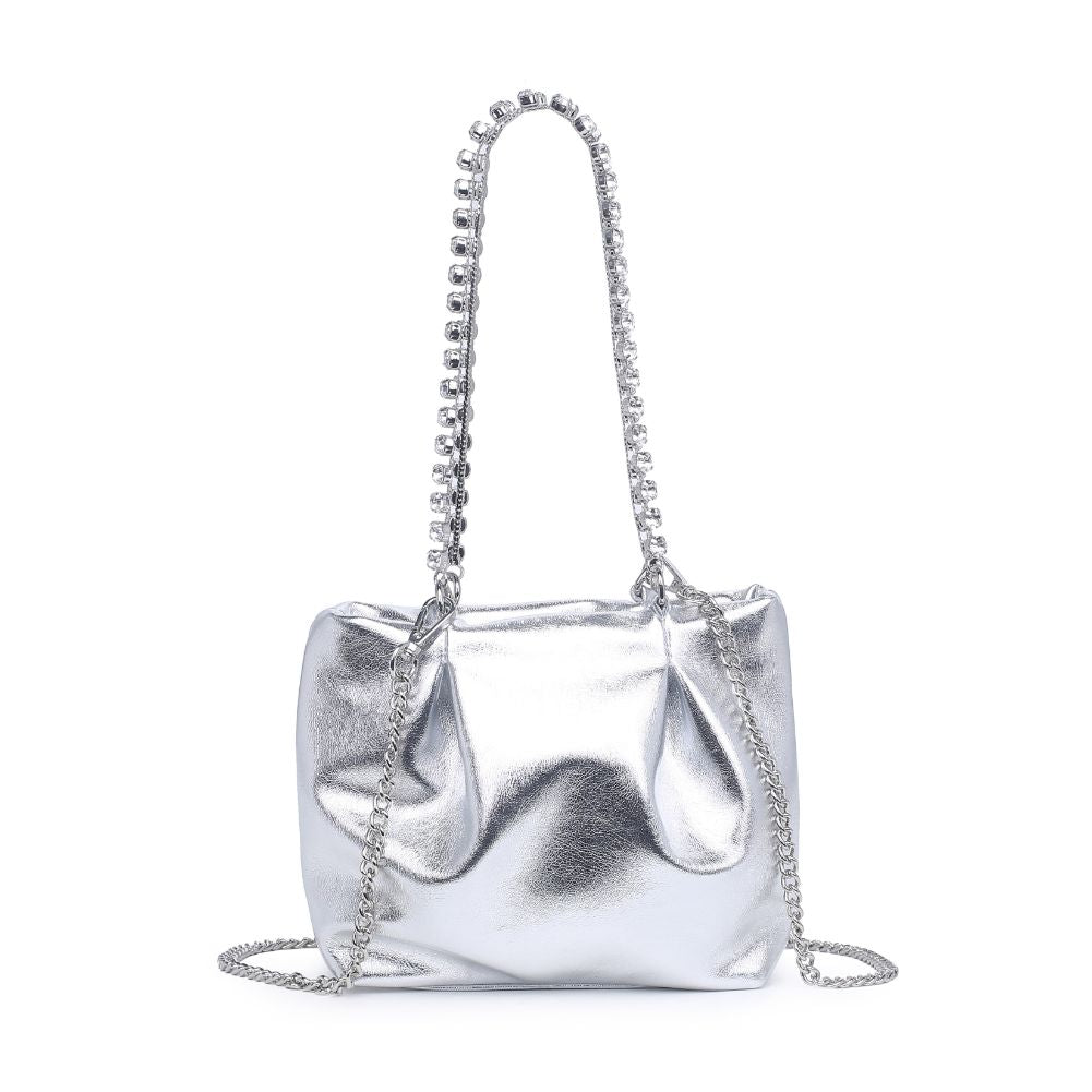 Woman wearing Silver Urban Expressions Marceline Evening Bag 840611116147 View 5 | Silver