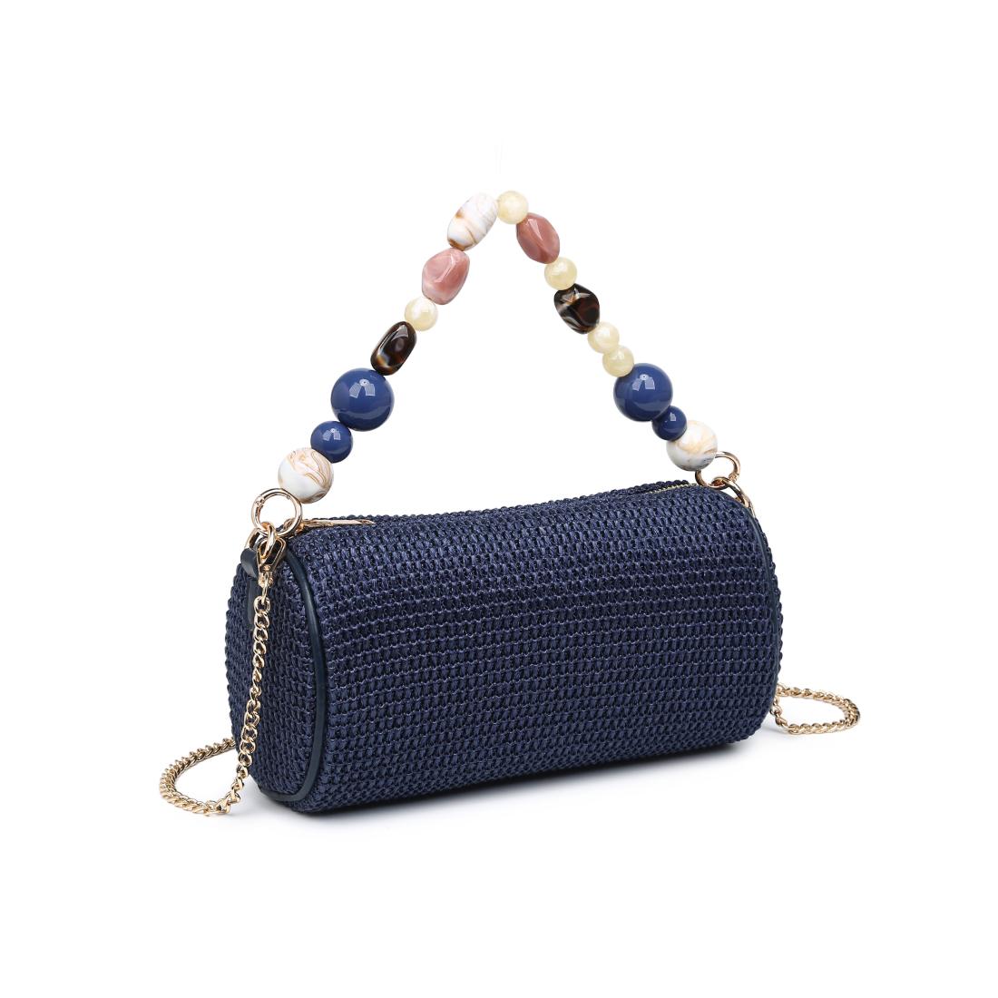 Woman wearing Navy Urban Expressions Rachel - Straw Clutch 840504206245 View 6 | Navy