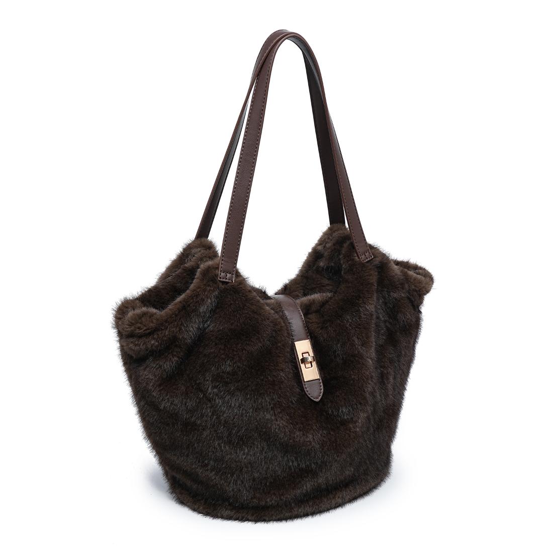 Urban Expressions Minka - Faux Fur Tote 840504211072 View 2 | French Roast
