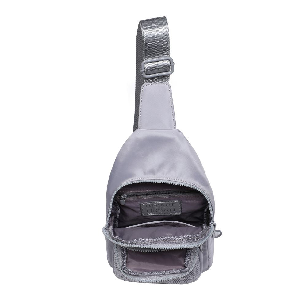 Woman wearing Grey Urban Expressions Walker - Nylon Sling Backpack 840611110664 View 9 | Grey