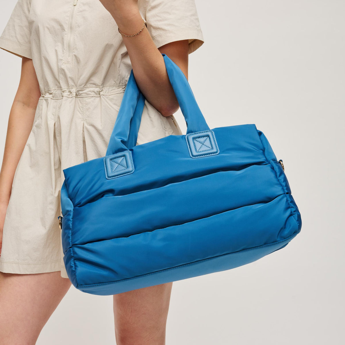 Woman wearing Denim Urban Expressions Mia Tote 840504204289 View 3 | Denim