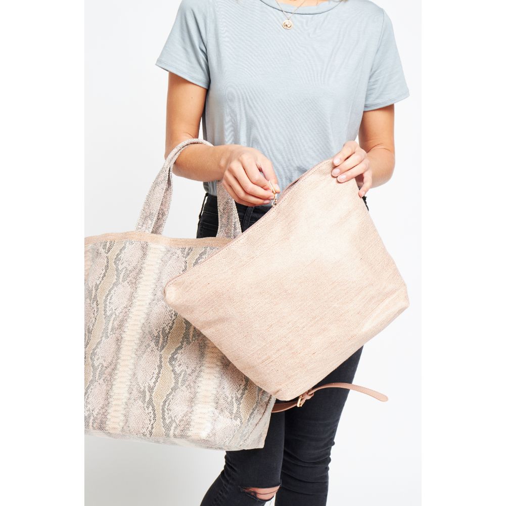 Woman wearing Natural Urban Expressions Maeve Tote 840611181428 View 2 | Natural