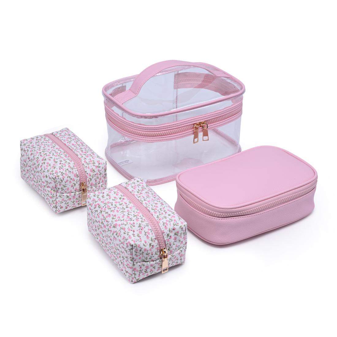 Woman wearing Soft Blush Floral Urban Essentials Garden Glow - 4 Piece Train Case Set 840504215773 View 1 | Soft Blush Floral