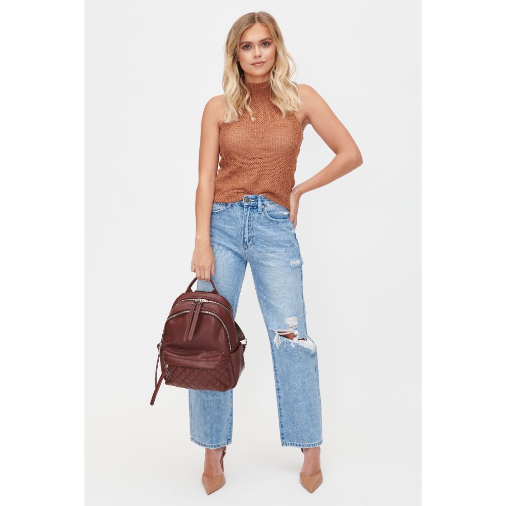 Woman wearing Chocolate Urban Expressions Briana Backpack 818209011921 View 4 | Chocolate