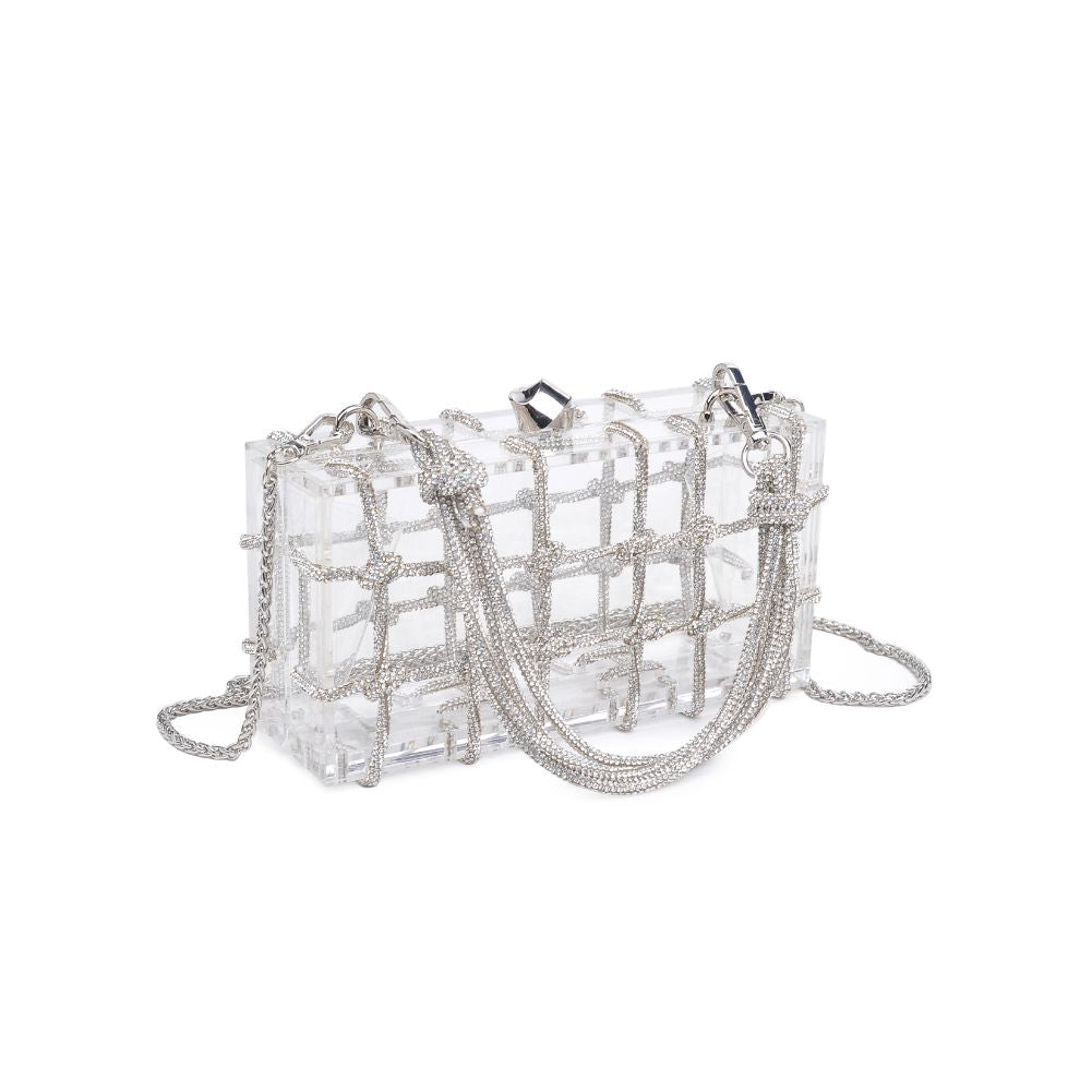Woman wearing Silver Urban Expressions Ziggy Evening Bag 840611106520 View 6 | Silver