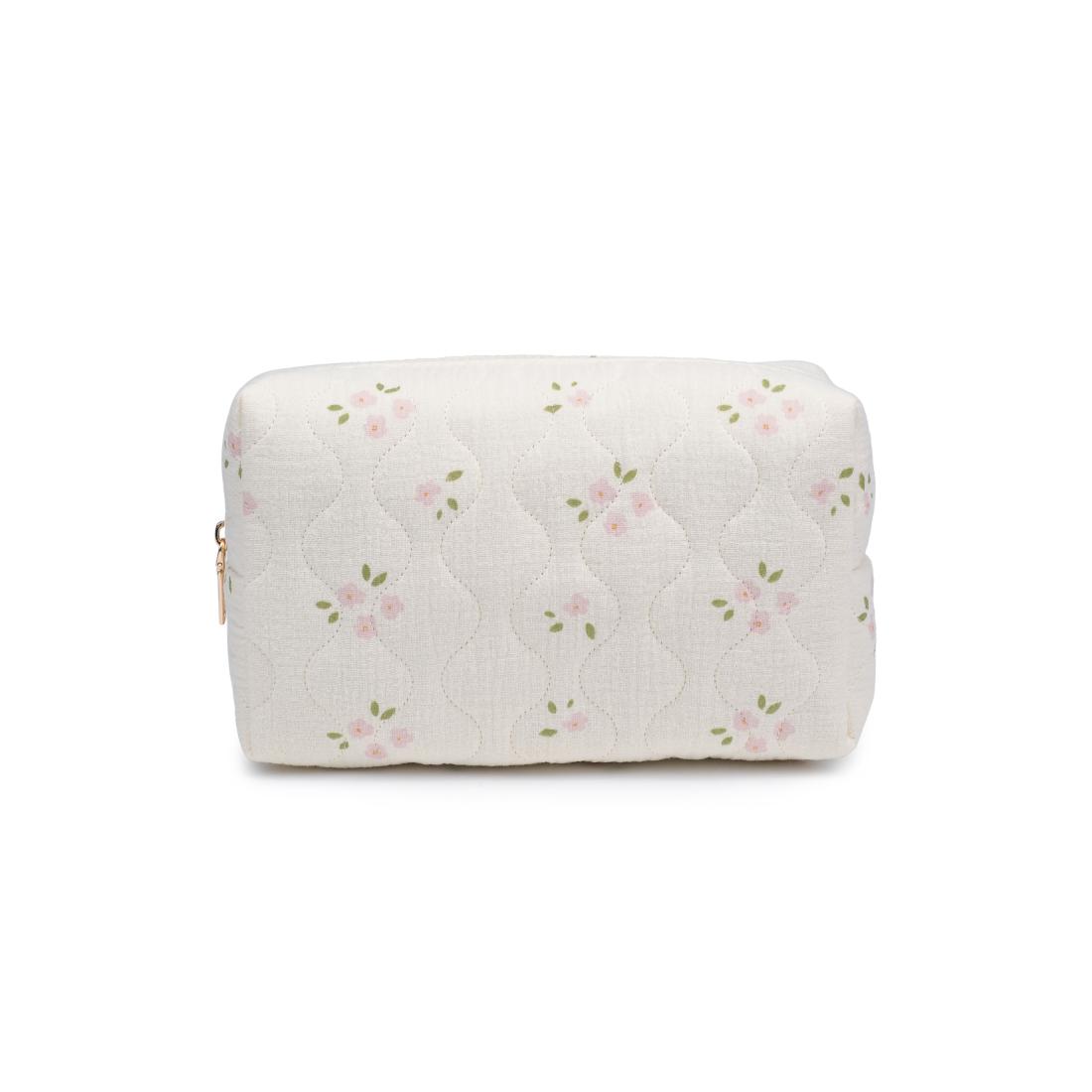 Woman wearing Pink Rose Urban Expressions Quilted Keeper Cosmetic & Travel Organizer Pouch 840611195425 View 5 | Pink Rose