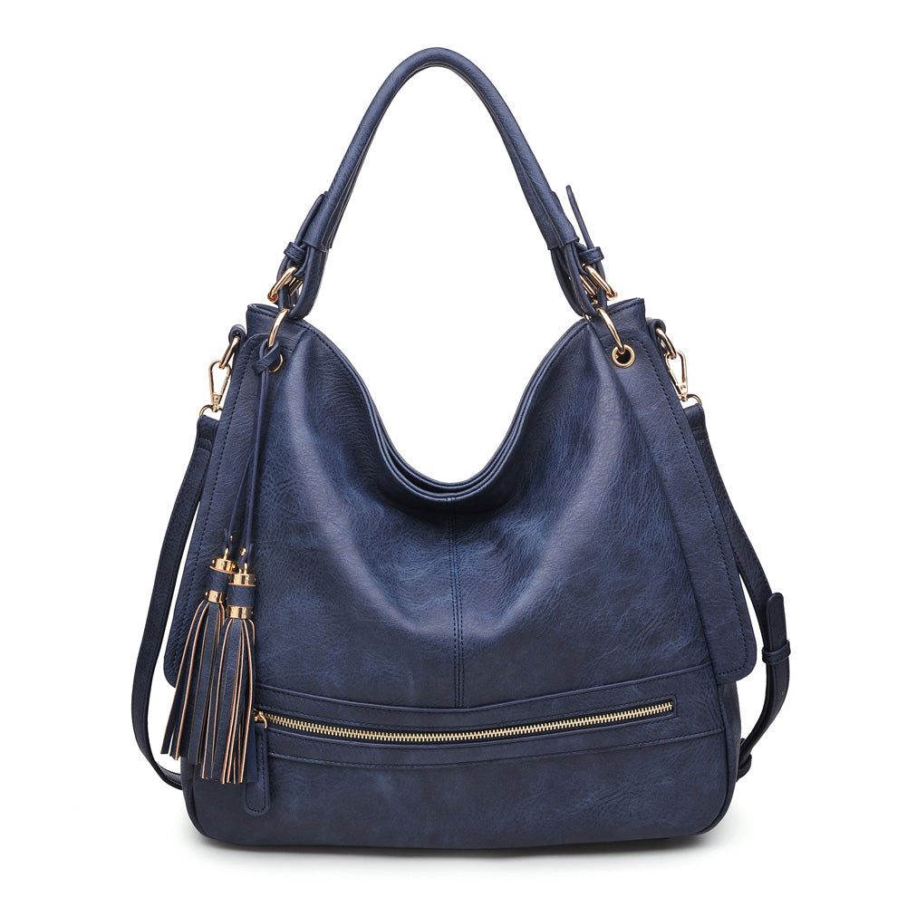 Product Image of Urban Expressions Finley Pebble Satchel NA-840611155290 View 1 | Navy