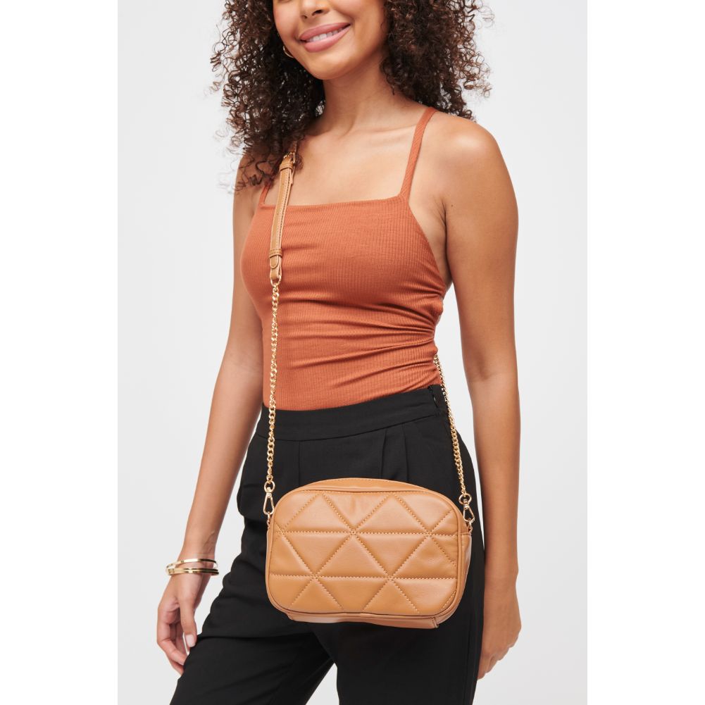 Woman wearing Camel Urban Expressions Petra Crossbody 840611184573 View 1 | Camel