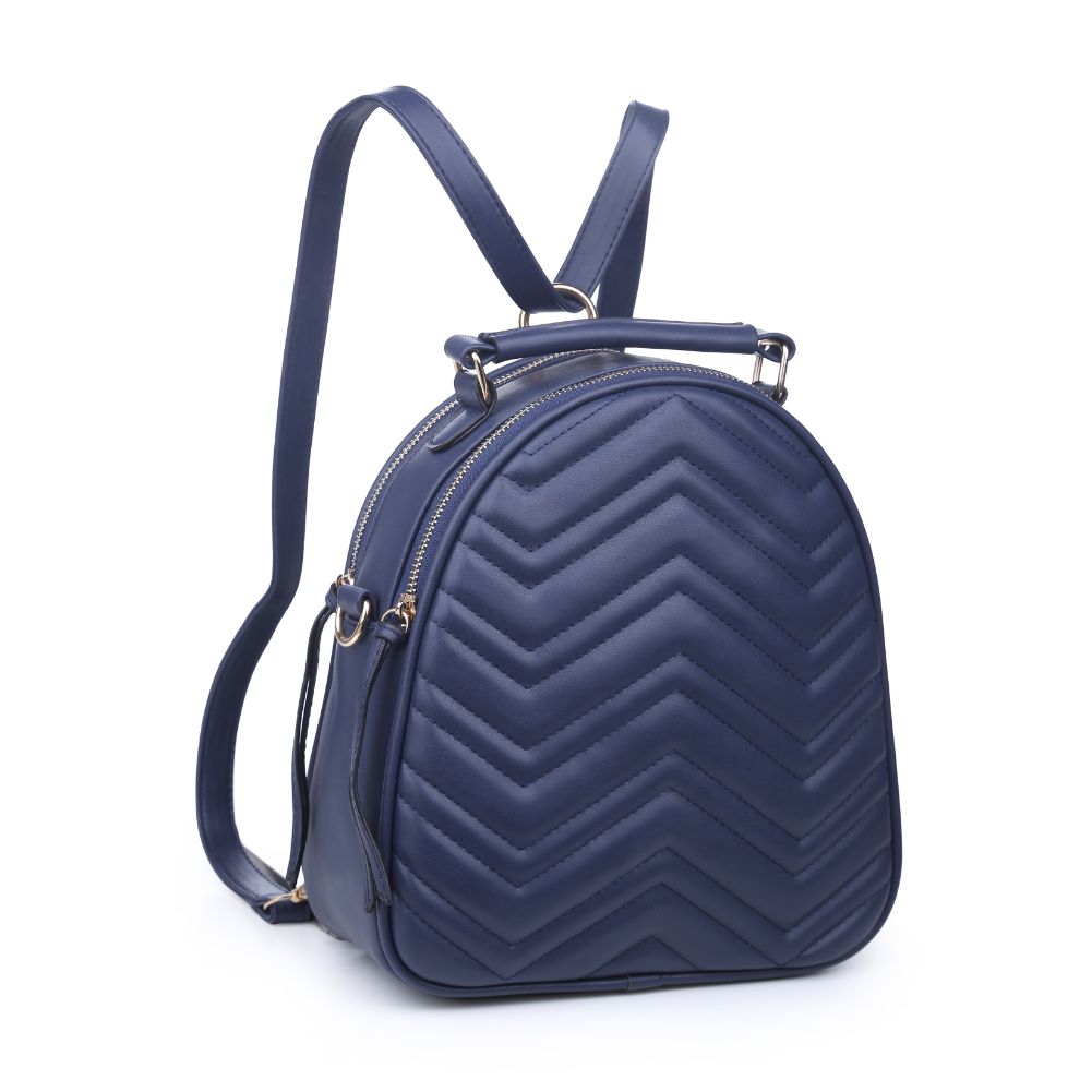 Product Image of Urban Expressions Constance V Stitch Double Zip Backpack 840611168580 View 2 | Blue