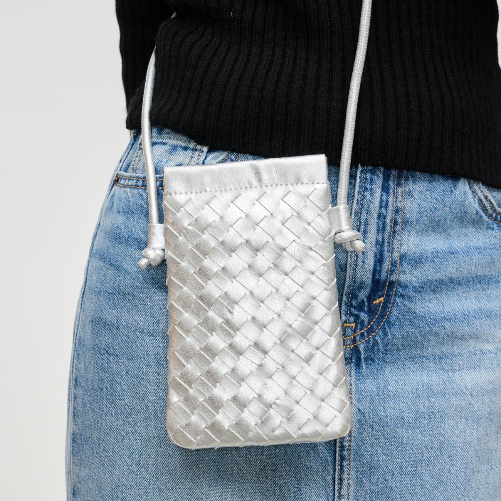 Woman wearing Silver Urban Expressions Jackie Crossbody 840611141989 View 4 | Silver