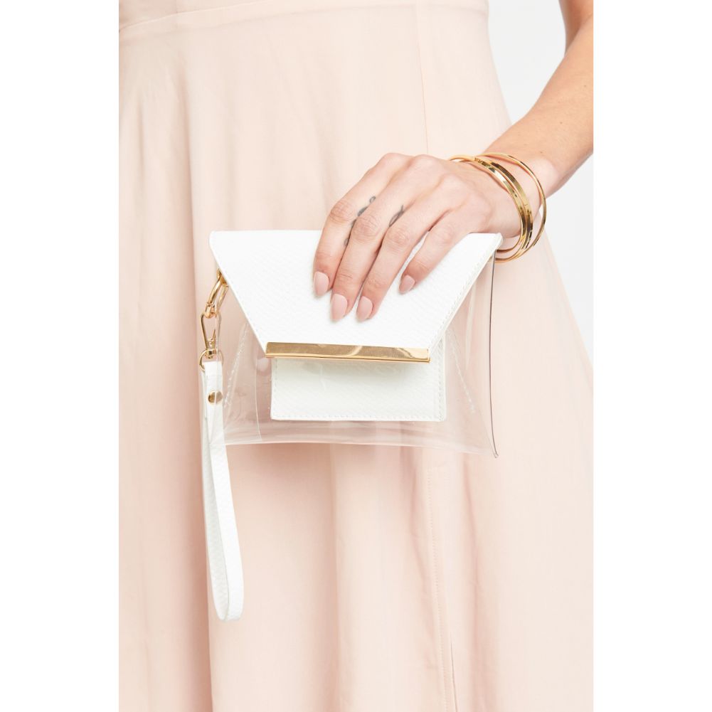 Woman wearing White Urban Expressions Reese Snake Wristlet NA-840611170811 View 1 | White