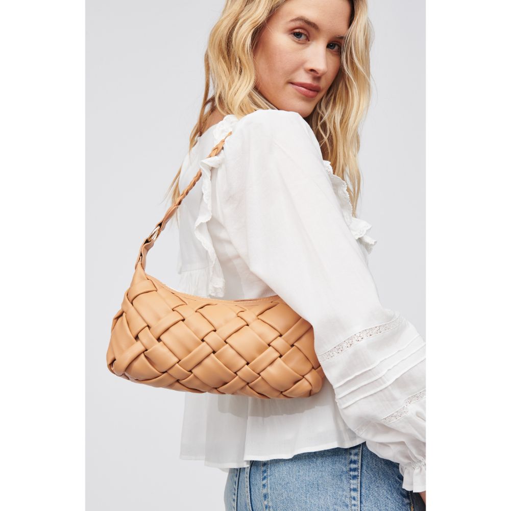 Woman wearing Camel Urban Expressions Paulette Baguette 818209016452 View 1 | Camel