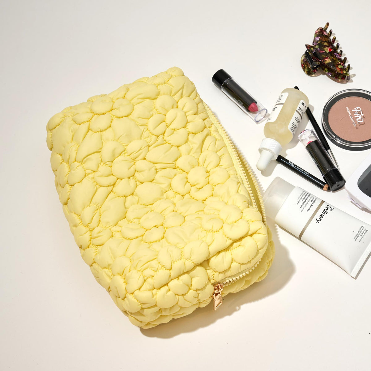 Woman wearing Butter Urban Expressions Flora Pop - Nylon Cosmetic Pouch 840611146342 View 1 | Butter