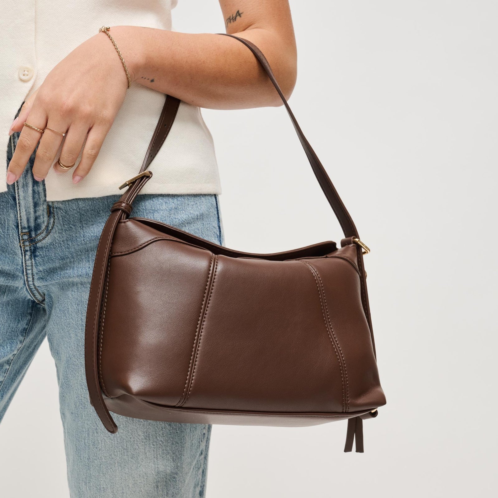 Woman wearing Black Urban Expressions Waylon Shoulder Bag 840504205132 View 1 | Black
