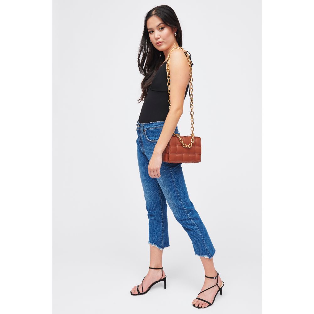 Woman wearing Cognac Urban Expressions Ines Crossbody 840611185457 View 3 | Cognac