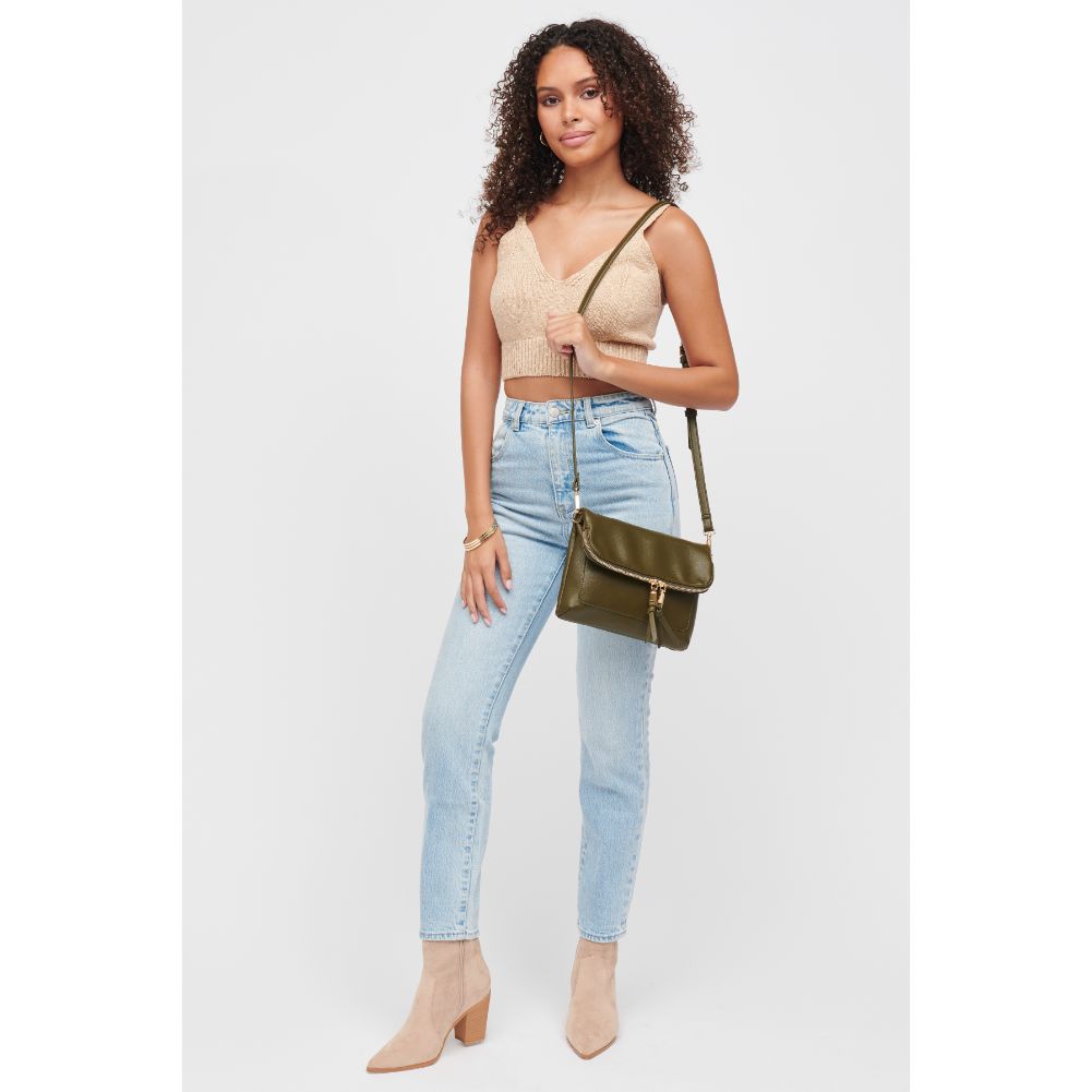 Woman wearing Olive Urban Expressions Debra Crossbody 840611184702 View 4 | Olive