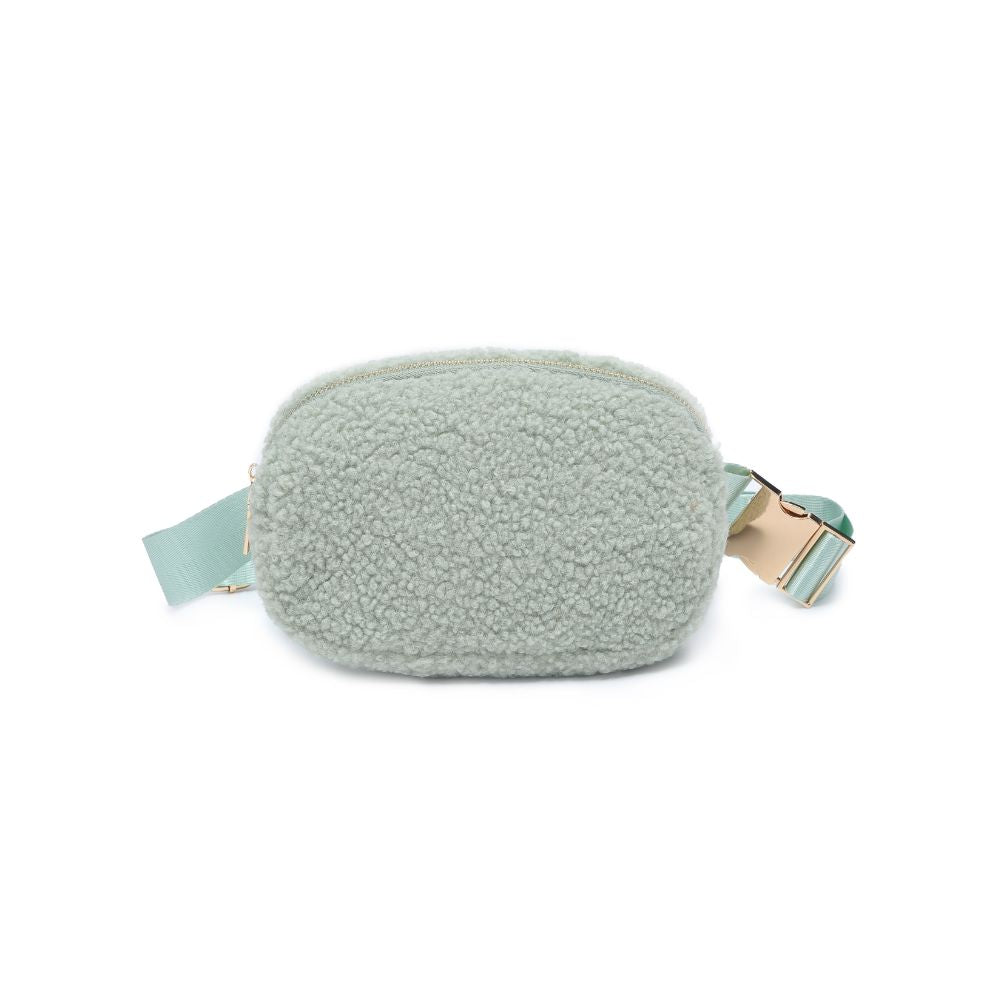 Woman wearing Sage Urban Expressions Santi Belt Bag 840611190468 View 5 | Sage