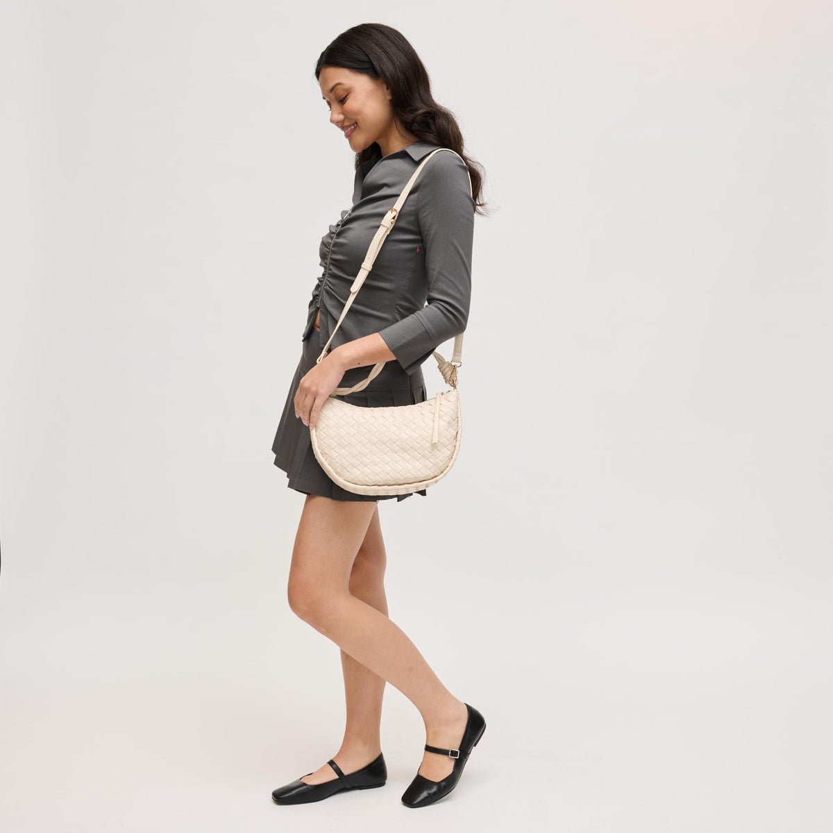 Woman wearing Ivory Urban Expressions Violet Hobo 840504206580 View 3 | Ivory