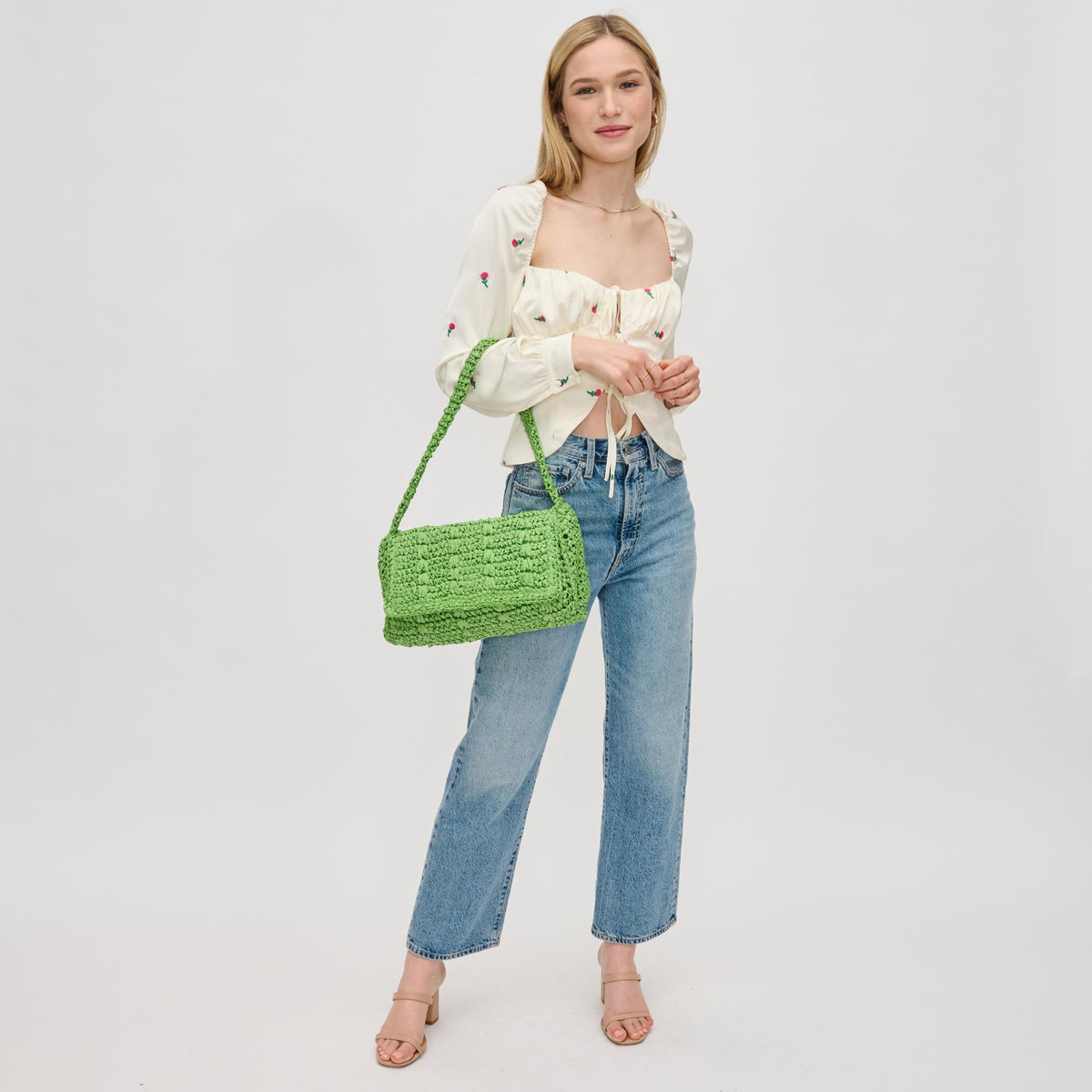Woman wearing Green Urban Expressions Anika Crossbody 840611124623 View 3 | Green