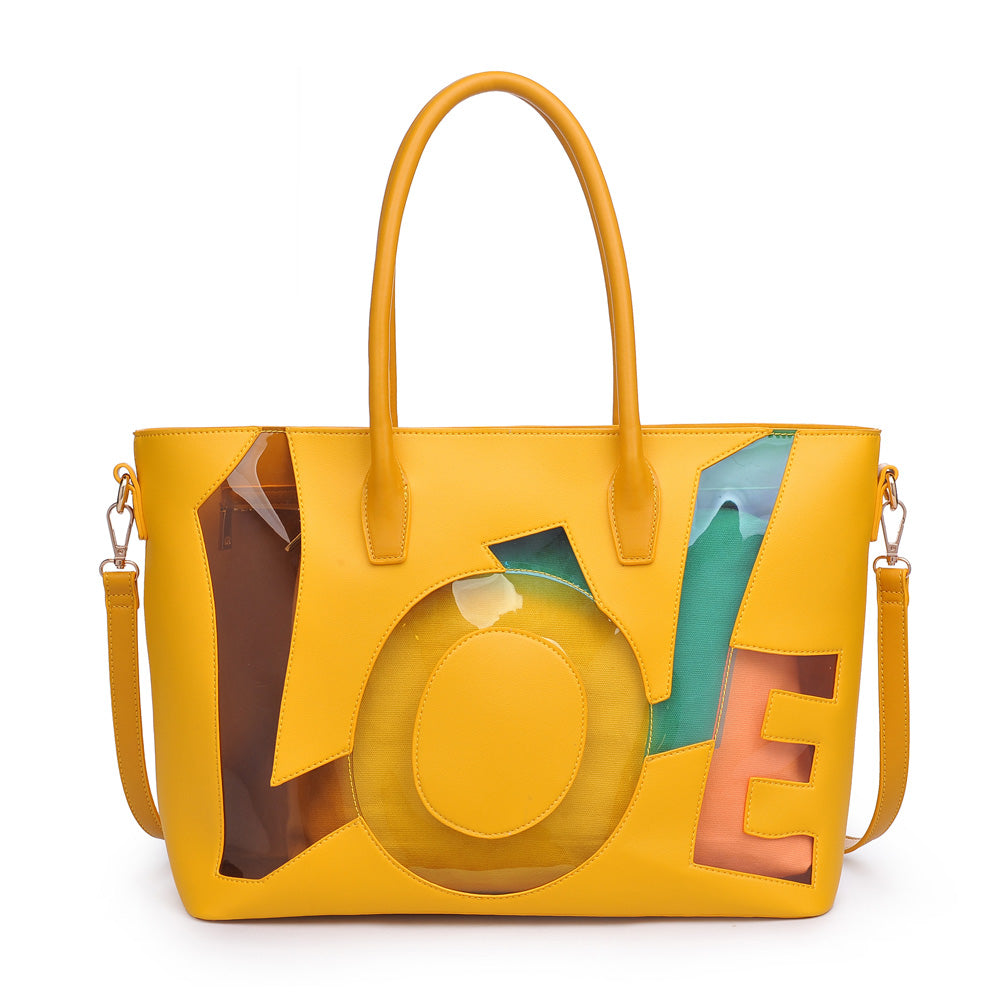 Woman wearing Yellow Urban Expressions Love Tote 840611160713 View 5 | Yellow