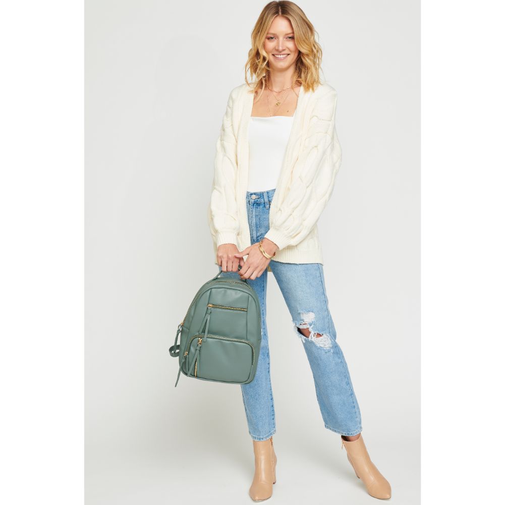 Woman wearing Olive Urban Expressions Preston Backpack 840611175274 View 2 | Olive