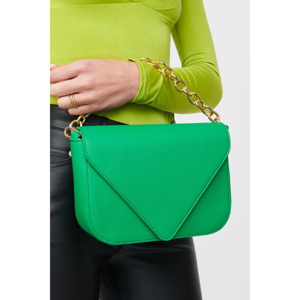 Woman wearing Kelly Green Urban Expressions Rosamund Crossbody 818209019347 View 4 | Kelly Green