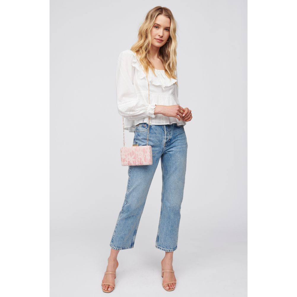 Woman wearing Rose Urban Expressions Azalea Minaudiere 818209016773 View 3 | Rose