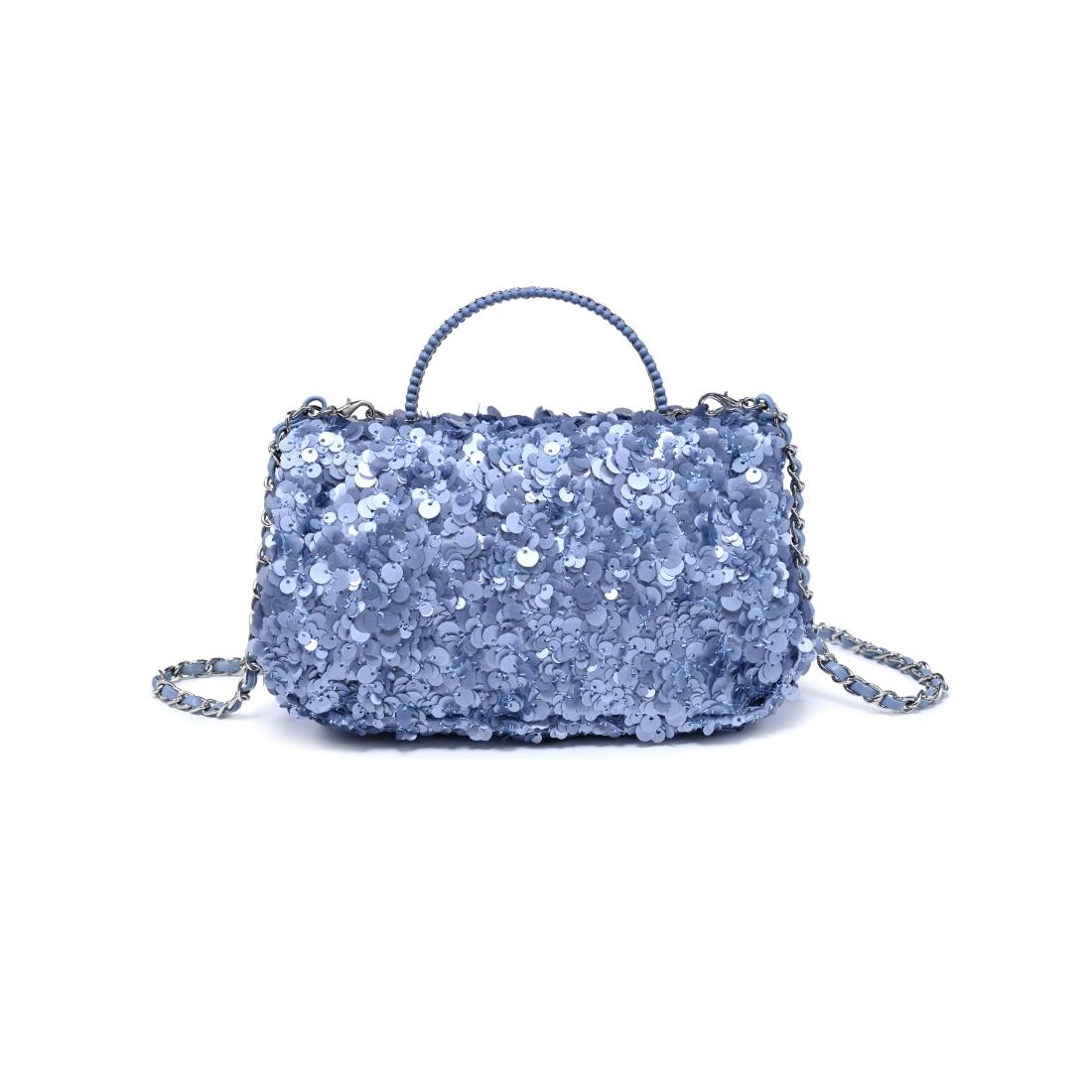 Woman wearing Periwinkle Urban Expressions Ella Evening Bag 840504204333 View 7 | Periwinkle