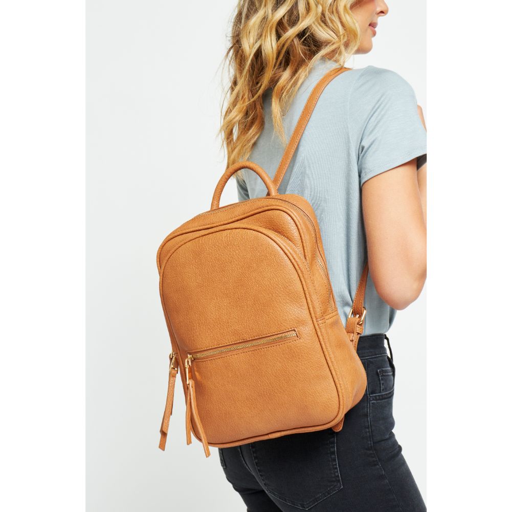 Woman wearing Tan Urban Expressions Mercer Backpack 840611178862 View 1 | Tan