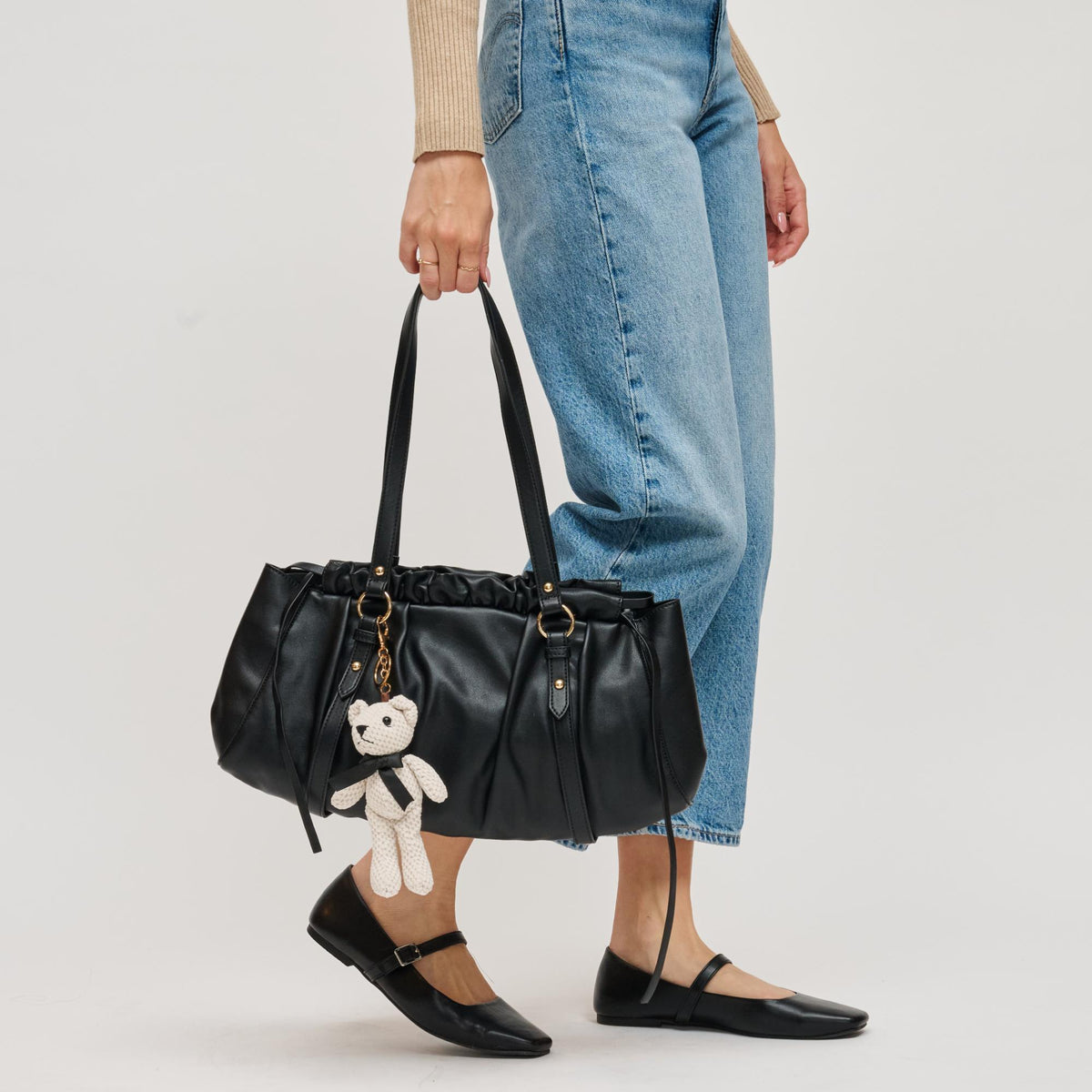 Woman wearing Black Urban Expressions Pattington Shoulder Bag 840611199102 View 3 | Black
