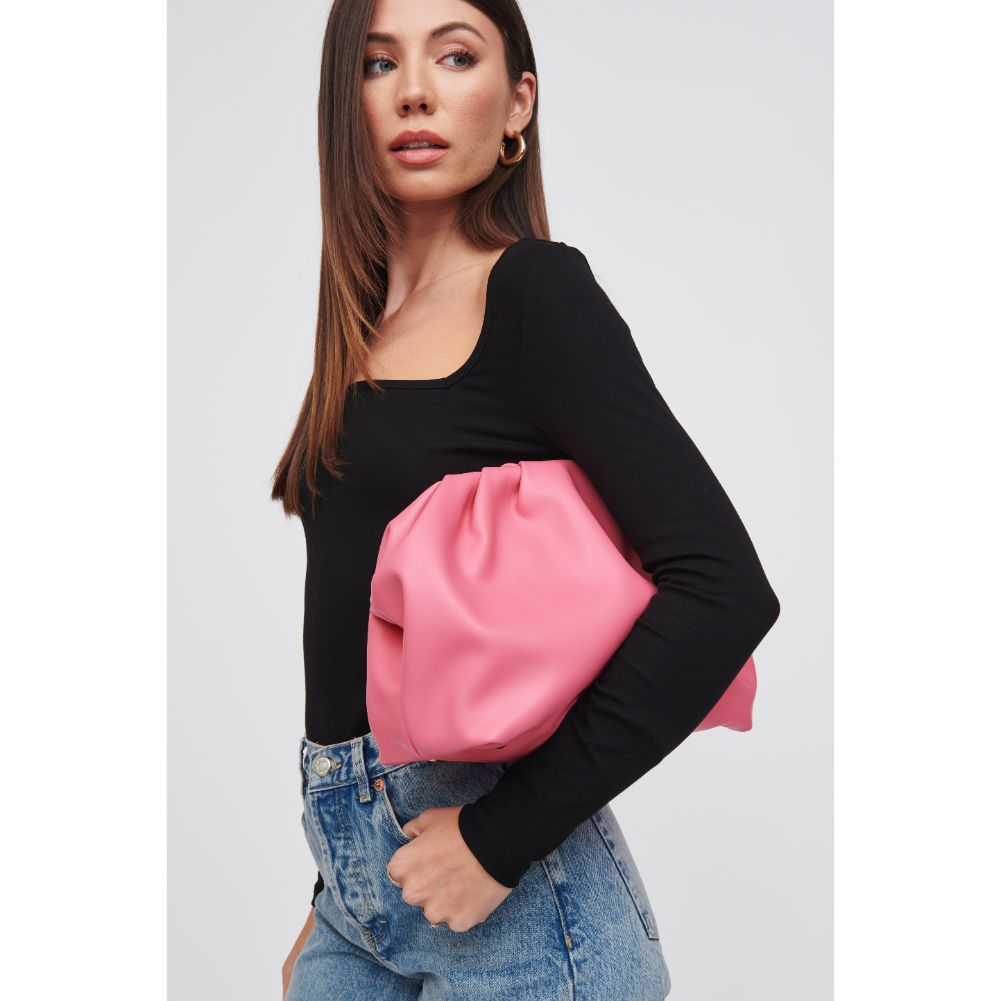 Woman wearing Bubblegum Urban Expressions Yasmina Clutch 818209016292 View 4 | Bubblegum