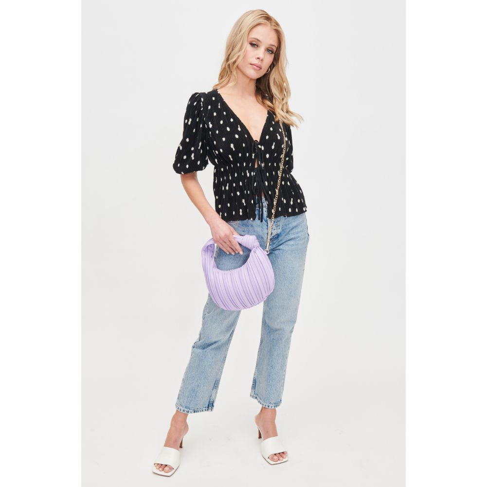 Woman wearing Lavender Urban Expressions Fawna  - Pleated Crossbody 840611106421 View 3 | Lavender