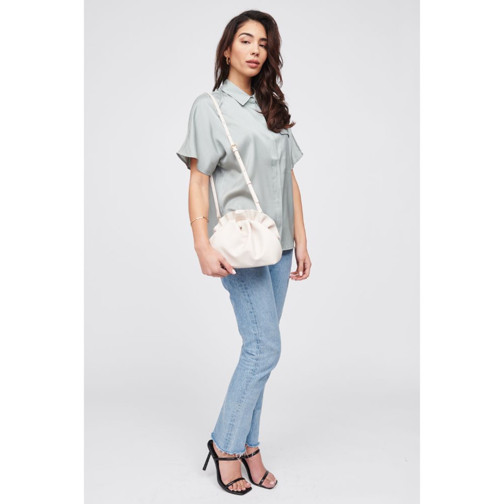 Woman wearing Oatmilk Urban Expressions Petunia Crossbody 818209018937 View 3 | Oatmilk