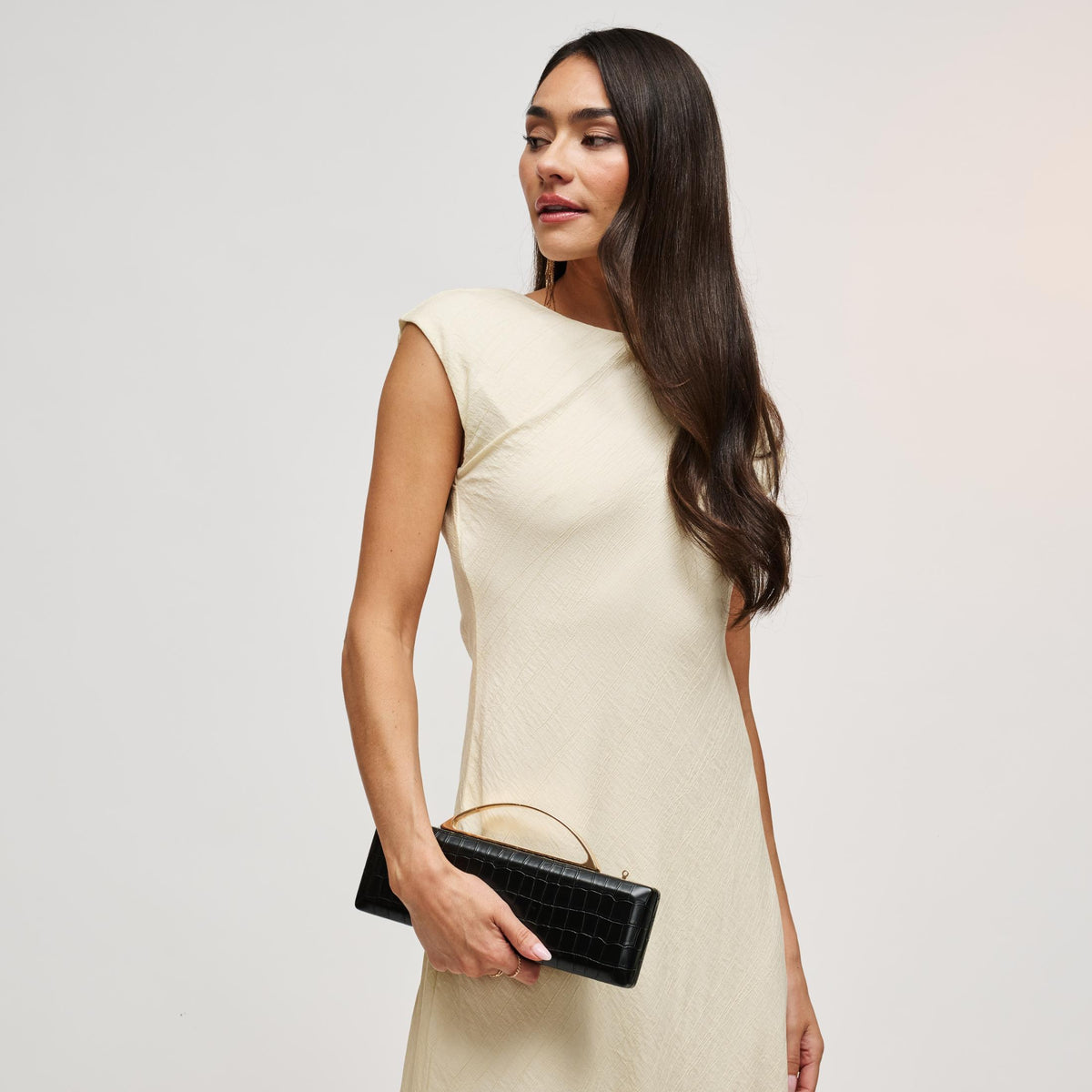 Woman wearing Black Urban Expressions Banks Clutch 840504212048 View 2 | Black