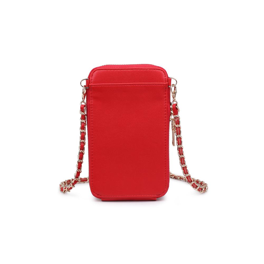Woman wearing Red Urban Expressions Bodie Cell Phone Crossbody 840611123367 View 7 | Red