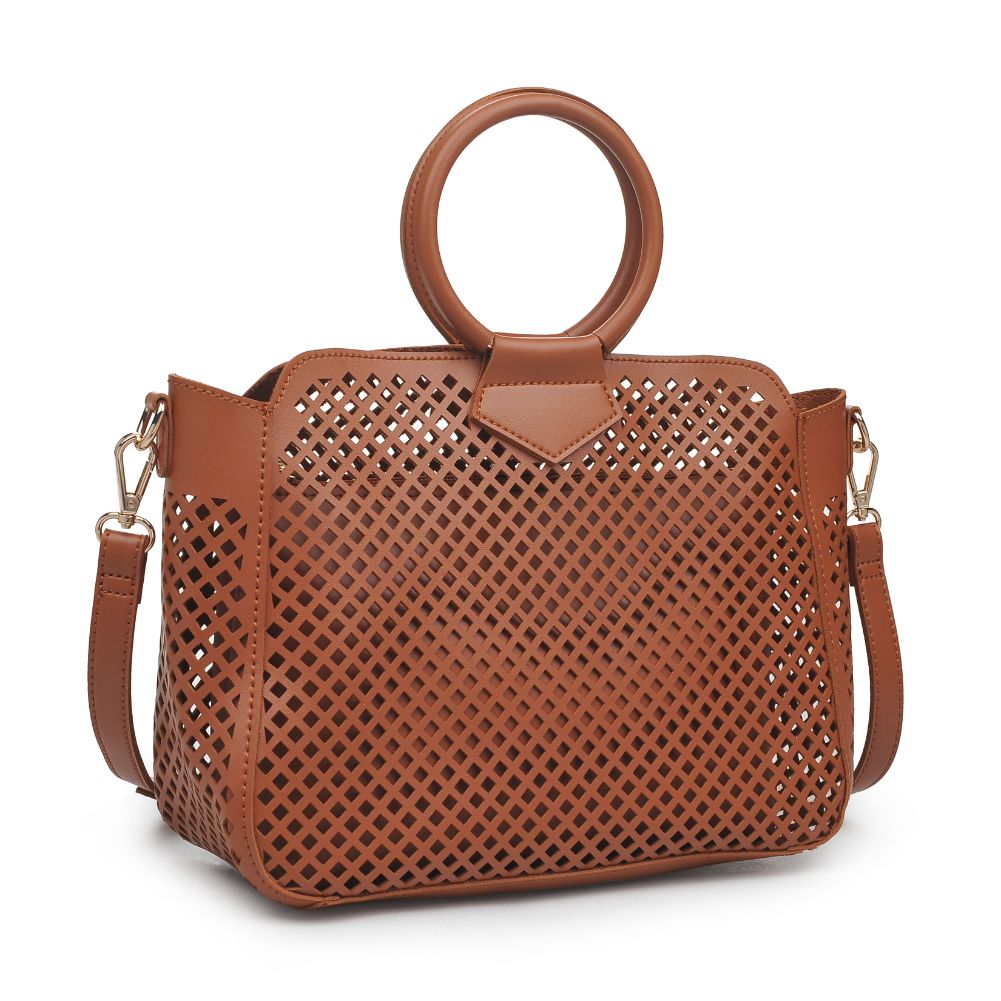 Woman wearing Tan Urban Expressions Jaclyn Satchel 840611169648 View 6 | Tan