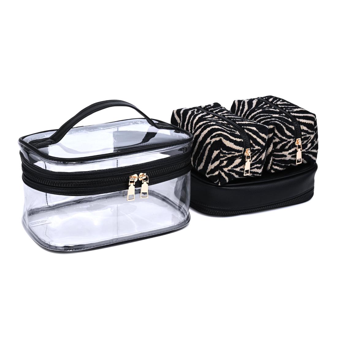 Woman wearing Natural Black Urban Essentials Zebrini - 4 Piece Train Case Set 840504215797 View 2 | Natural Black