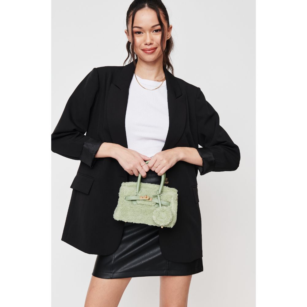 Woman wearing Sage Urban Expressions Hyacinth Crossbody 840611102652 View 2 | Sage