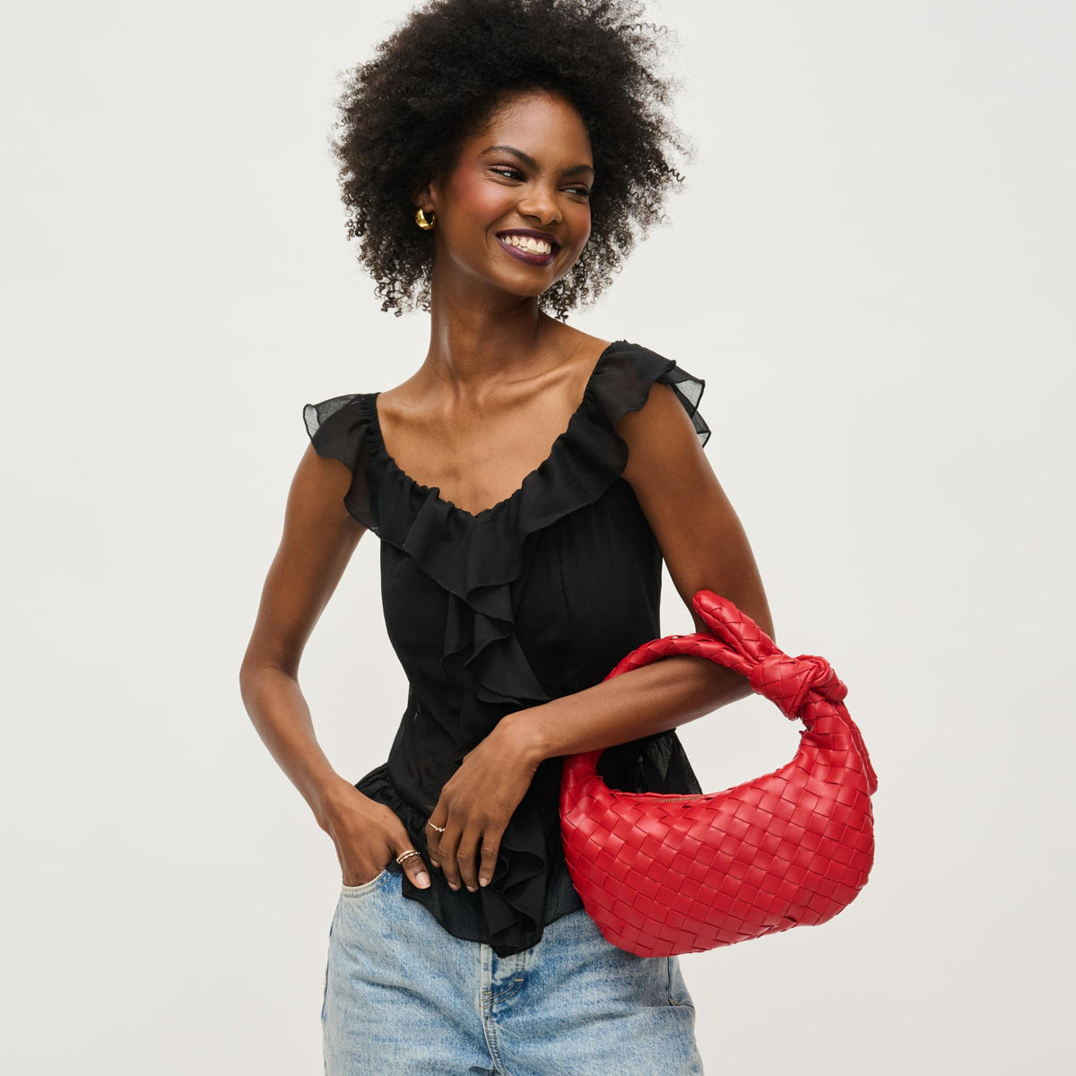 Woman wearing Red Urban Expressions Lizbeth Clutch 840611148063 View 1 | Red