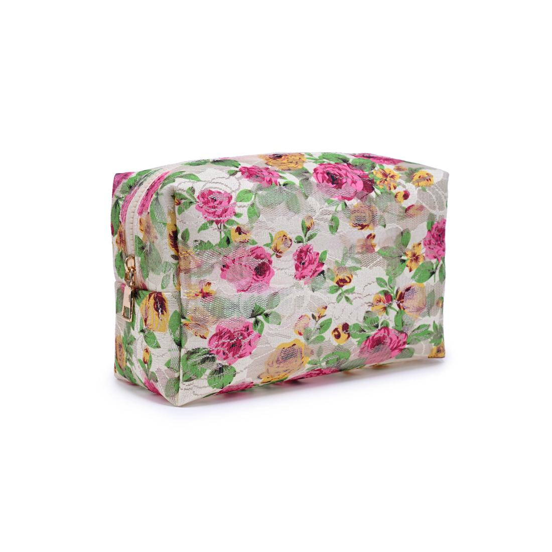 Urban Essentials Petal Play Cosmetic & Travel Organizer Pouch 840504207471 View 6 | Floral Cream