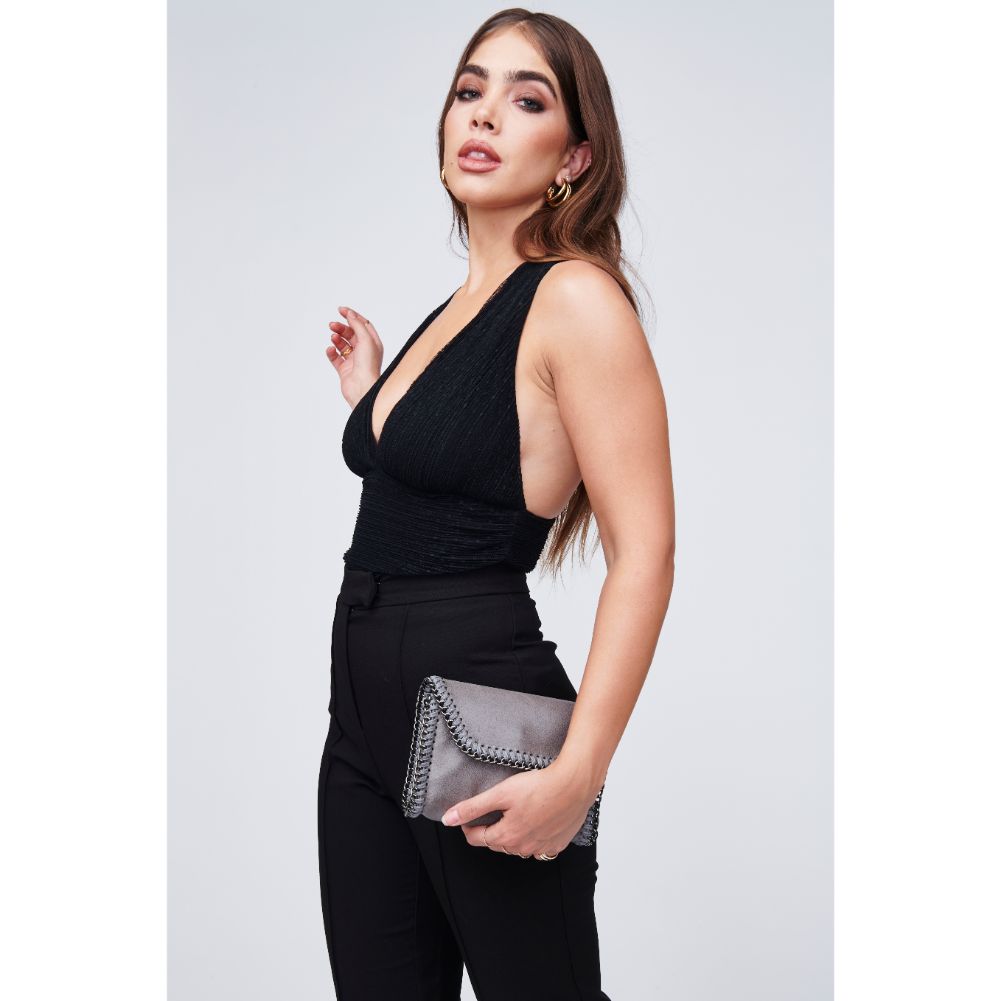 Woman wearing Gunmetal Urban Expressions Felicia Crossbody 818209011518 View 4 | Gunmetal