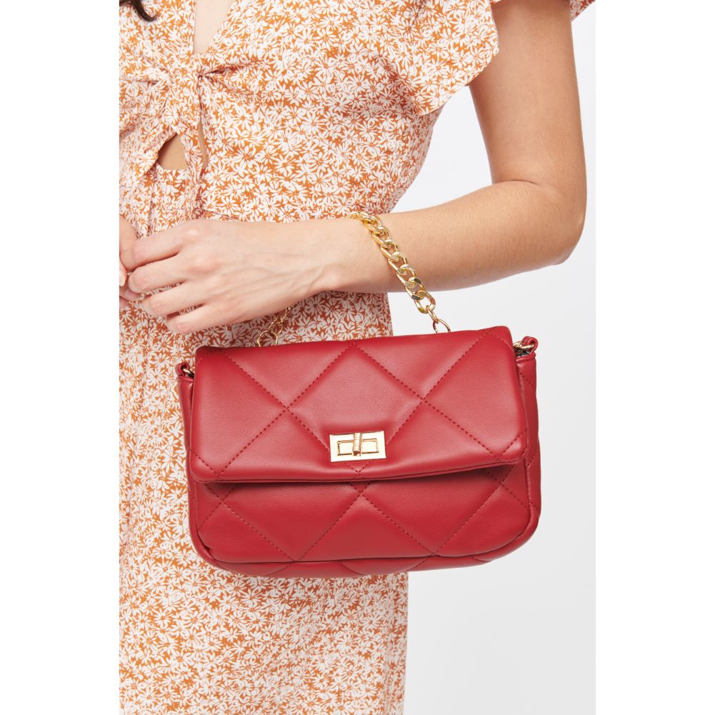 Woman wearing Crimson Urban Expressions Emily Crossbody 840611122162 View 2 | Crimson